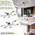 thumbnail image 4 of Industrial Light Fixtures, Pipe Shape Flushmount For Vintage Aesthetics, Easy Assembly With 6 Adjustable Lamp Arms, High-Quality Connectors, For Kitchen, Dining Room, Office,, 4 of 6