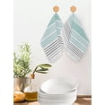 thumbnail image 2 of Aqua Ombre Stripes Kitchen Dish Towels for Drying Dishes Set of 4, Modern Abstract Stripes Aesthetic Waffle Weave Microfiber Hand Tea Bathroom Towels Quick Dry & Absorbent Towel 12x12, 2 of 7