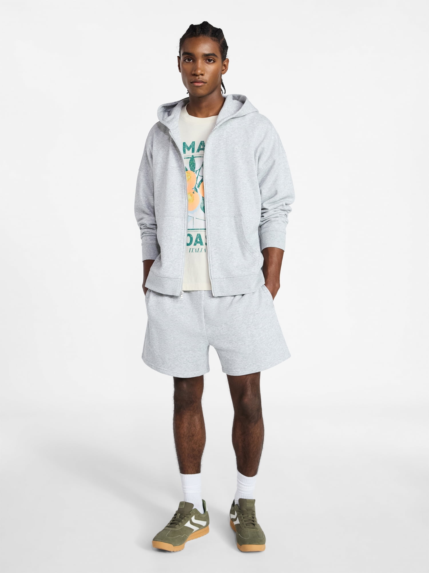 No Boundaries Zip Hoodie with Long Sleeves, Men's XS-4XLT