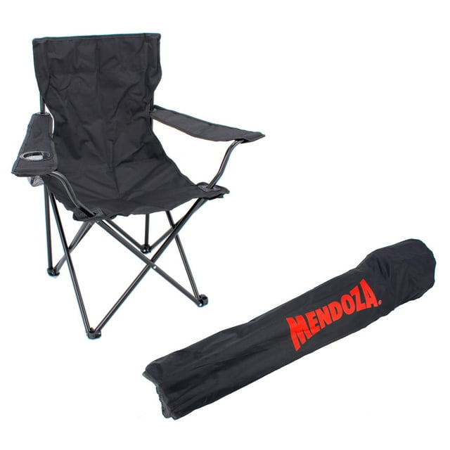 Silla plegable de campismo con portavaso negra para exteriores portátil fácil y cómoda