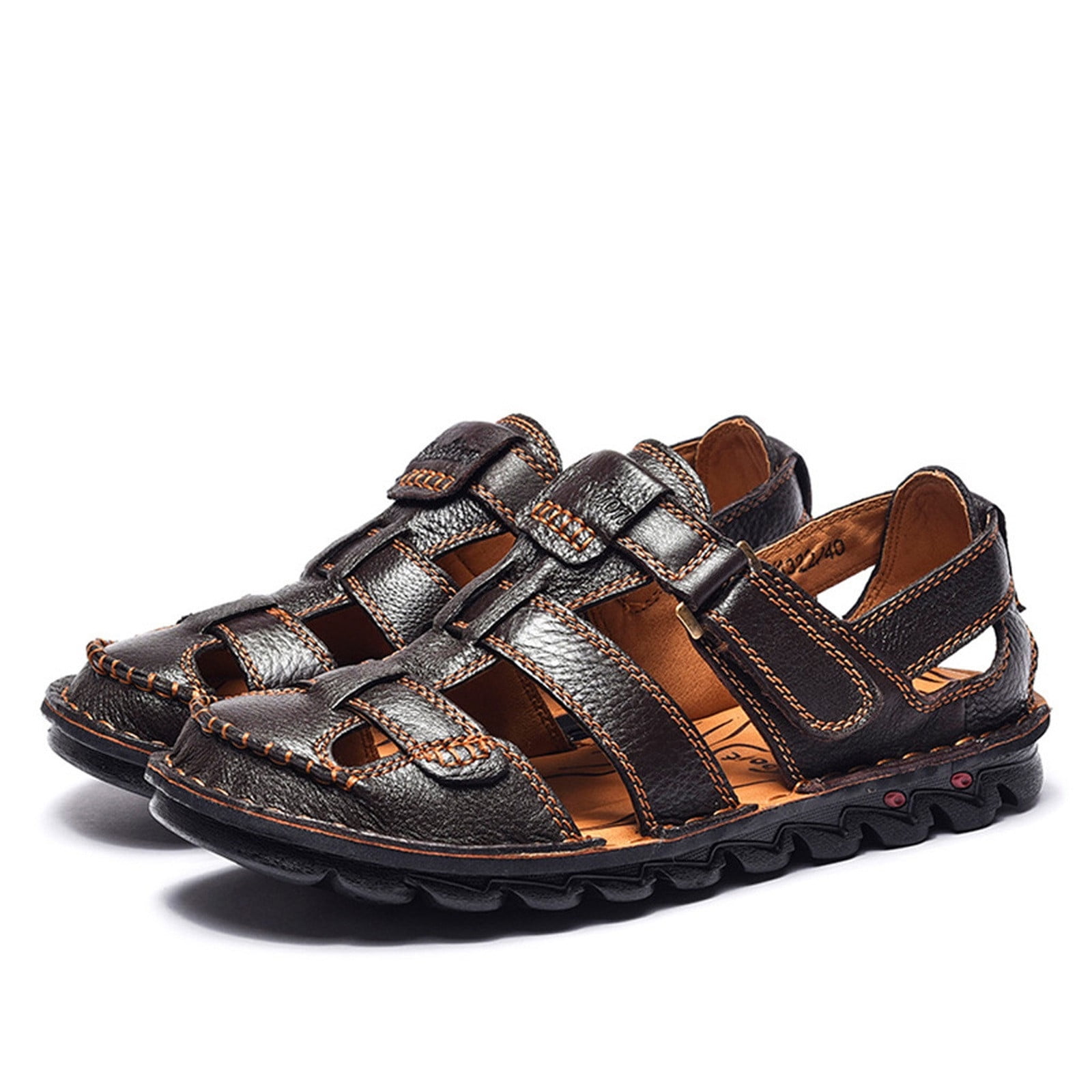 jjayotai Men's Summer Leather Sandals, Non-Slip Soft Bottom