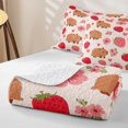 thumbnail image 4 of Erosebridal Cute Capybaras Quilt King,Pink Strawberry Flowers King Coverlet Set Boys Girls, 4 of 7