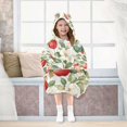 thumbnail image 7 of FORMRS Wearable Blanket Hoodie with Sleeves for Kids Cozy Flannel Sweatshirt, Beige Apple Pattern, 7 of 7