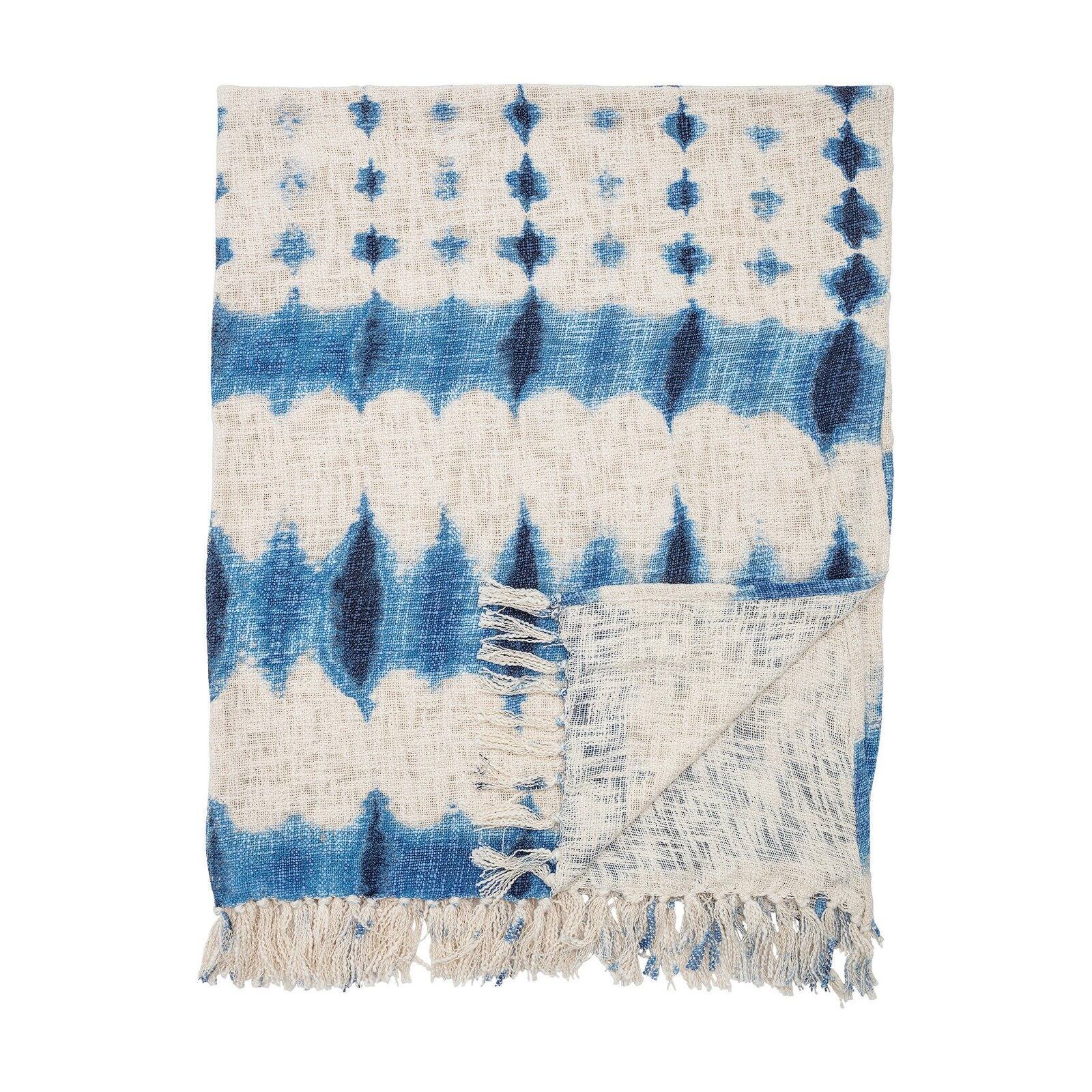 Blue TieDyed Cotton Throw Blanket by Sprinkle & Bloom