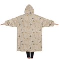 thumbnail image 2 of Oversized Wearable Blanket Hoodie,Beige Butterfly Pattern Sherpa Blanket Hoodie with Super Pockets,Super Warm Fuzzy Pullover for Women & Men, 2 of 6
