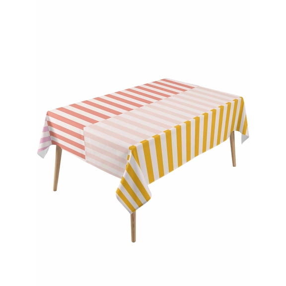 Colorful Stripe Table Cloth, Modern Pink Red Yellow Vertical Striped Waterproof Tablecloth for Rectangle Tables, Reusable Washable Fabric Table Cover for Restaurant Kitchen Dining Tables 60"x120"