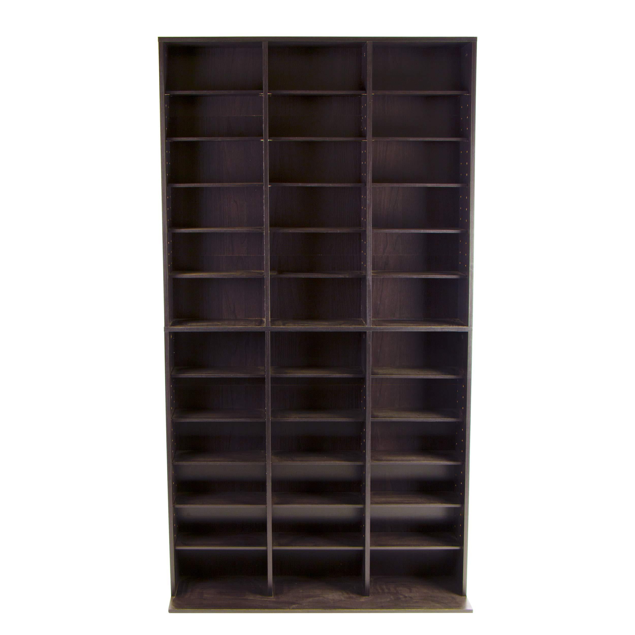 Atlantic Oskar Adjustable Media Cabinet - Holds 1080 Cds, 504 DVDs or 576 Blu-Rays/Games, 30 Adjustable and 6 Fixed Shelves PN38435714 in Espresso