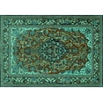 thumbnail image 1 of Ahgly Company Machine Washable Indoor Rectangle Medallion Turquoise Blue Traditional Area Rugs, 4' x 6', 1 of 4