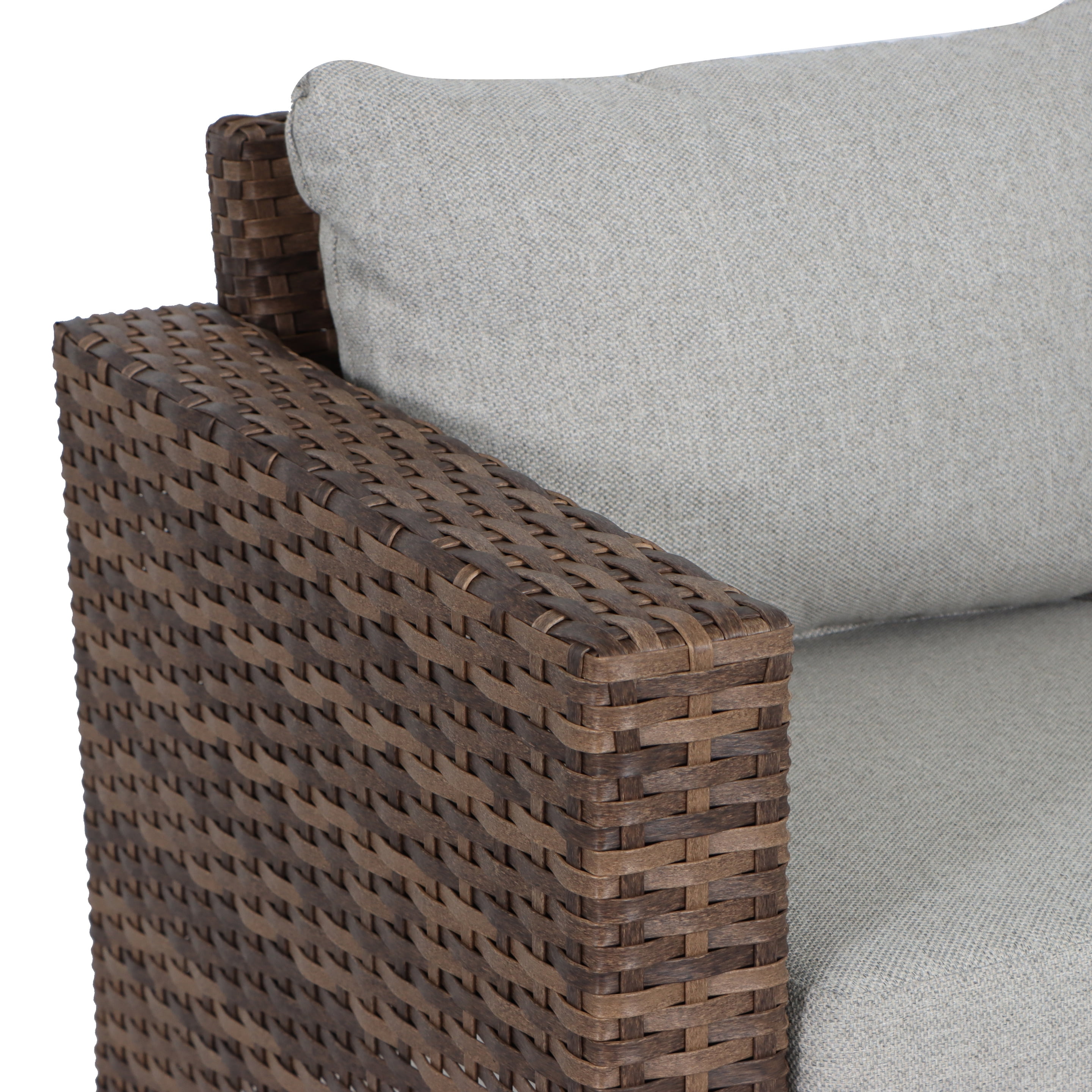 Better Homes & Gardens Brookbury Outdoor 2pk Club Chairs, Brown Wicker, Beige Cushion