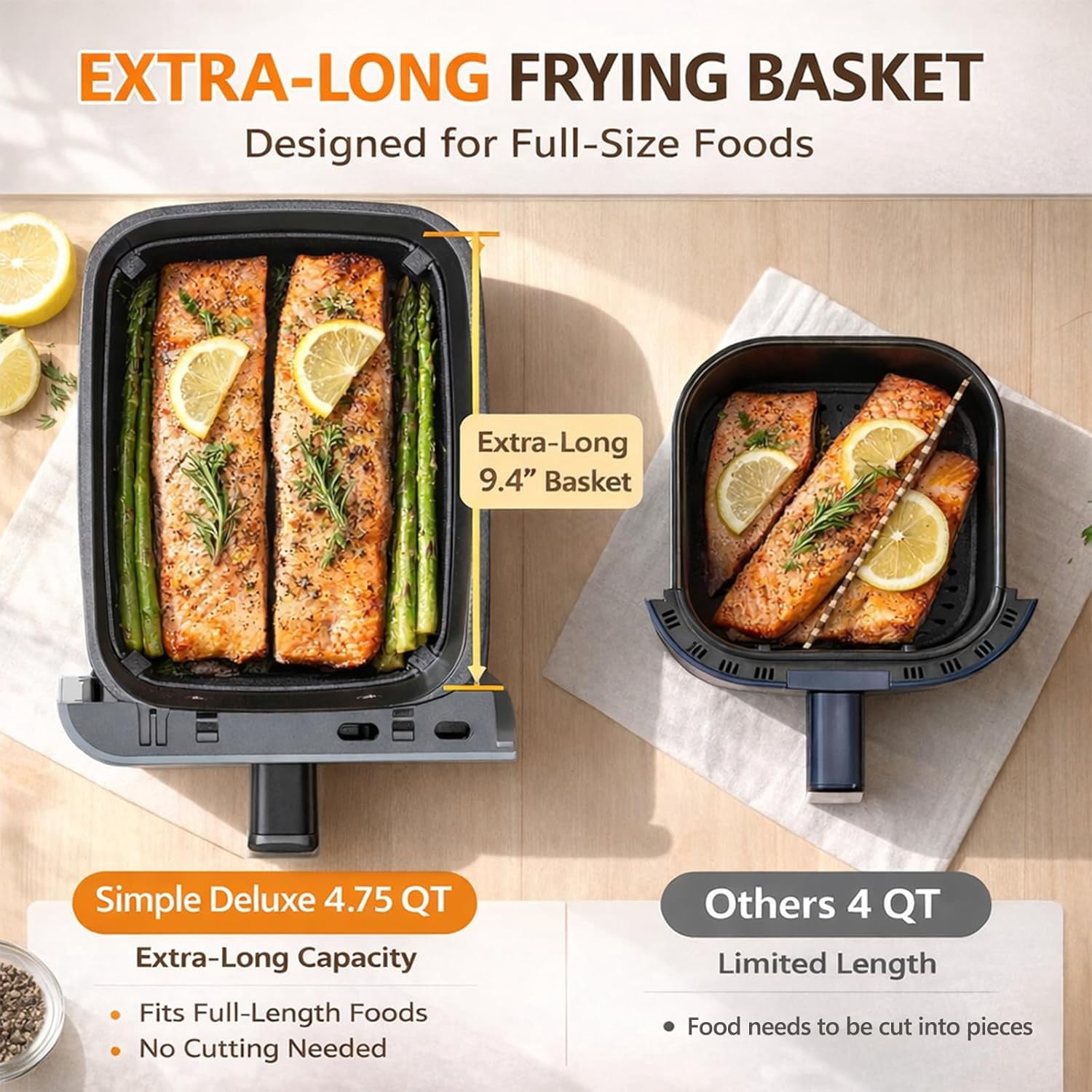 VANECL 9.5QT Dual Basket Air Fryer, Independent Temp Control, Sync Setting, Shake Reminder, 10 Presets: Bake/Roast/Broil/Dehydrate, Black