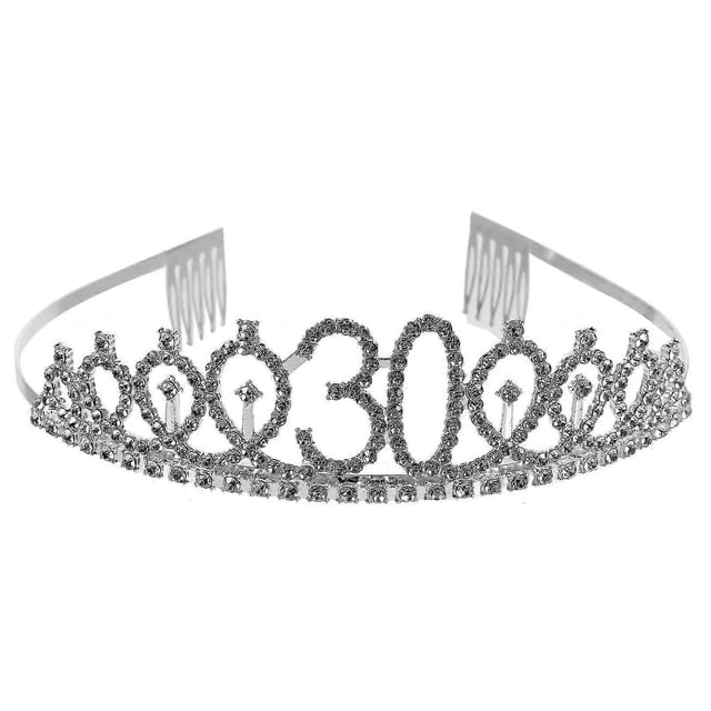 Birthday Crystal Rhinestone Tiara Queen Crowns Prom Headband Hair Combs Pin for 30th Birthday Party Favor