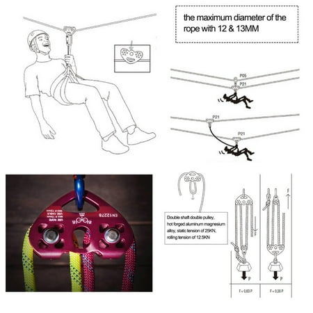 Outdoor Rock Climbing Zip Line Cable Rope Trolley Zipline Fast Speed Pulley