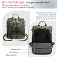 thumbnail image 5 of Backpack for Womens, Waterproof PU Leather Backpacks, Anti-theft design, Convertible Shoulder Bags, Green, 5 of 9