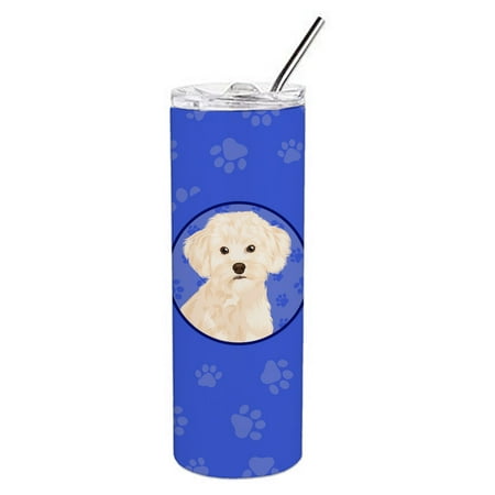 

Caroline s Treasures WDK1166TBL20 Poodle Toy Cream Stainless Steel 20 oz Skinny Tumbler Blue 20 oz multicolor