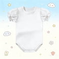 thumbnail image 2 of Toddler Girls One Piece Onesies Crew Neck Puff Short Sleeve Jumpsuit Summer Lightweight Comfy Romper (9-12 Months, White), 2 of 6