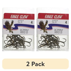 Eagle Claw Treble Fishing Hooks Size 4, 20-Pack