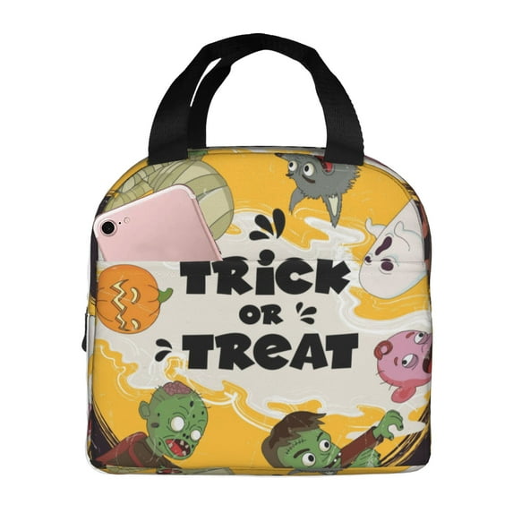 ZICANCN Insulated Lunch Bag for Women Men , Halloween Trick or Treat Reusable Cute Lunch Bag for Women Mens for Picnic School Work Office