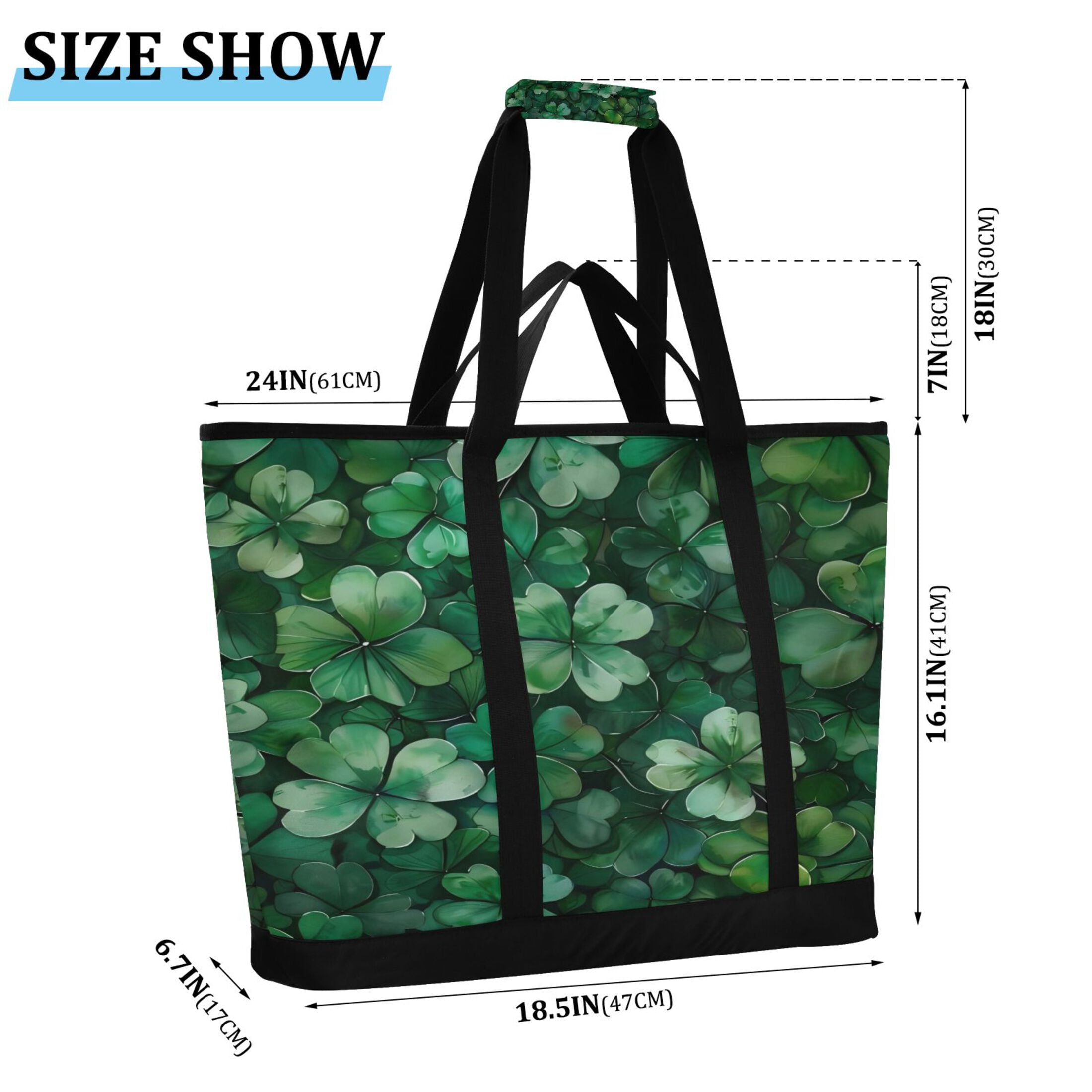 Large Hand-held Ice Pack Picnic Bag Insulation and Refrigeration Suitable for Shopping Picnics and Camping Four-leaf Clover