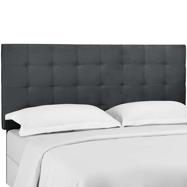 Paisley Tufted Full / Queen Upholstered Performance Velvet Headboard - Gray