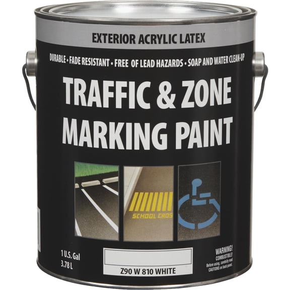 unknown Traffic & Zone White Latex Gallon Traffic Paint Z90W00810-16 — Interior & Exterior Use, Professional Finish
