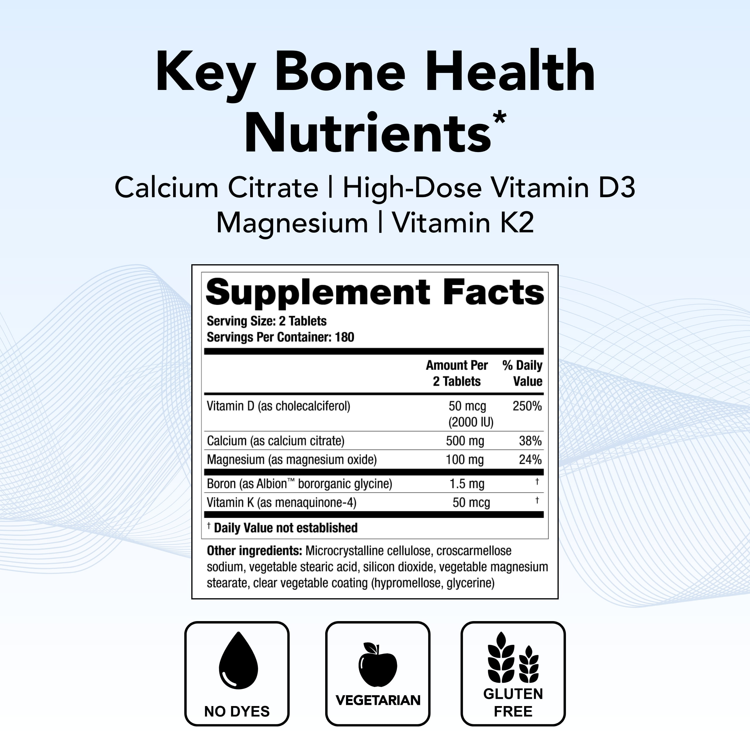 Theralogix TheraCal D4000 - Bone Health Support Supplement with Calcium, Magnesium, Vitamin D3, Vitamin K2 & Boron* - 90-Day Supply - NSF Certified - 360 Tablets