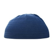 TheKufi® Dark Blue Kufi Cotton Stretch Hat Skull Cap Muslim Topi Takke (L)