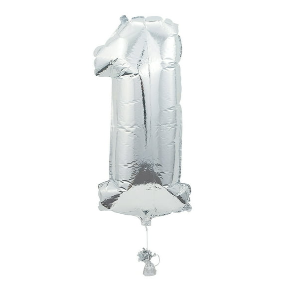 Fun Express - "1" Shaped Mylar Balloon for Birthday - Party Decor - Balloons - Mylar Balloons - Birthday - 1 Piece