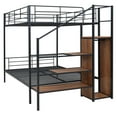 thumbnail image 6 of Yesfashion Twin Over Full Bunk Bed, Bunk Bed with Wardrobe, Lateral Storage Ladder, Iron Frame, Solid Slates, Multi Functional Bunk Bed for Dormitory, Bedroom, 6 of 9