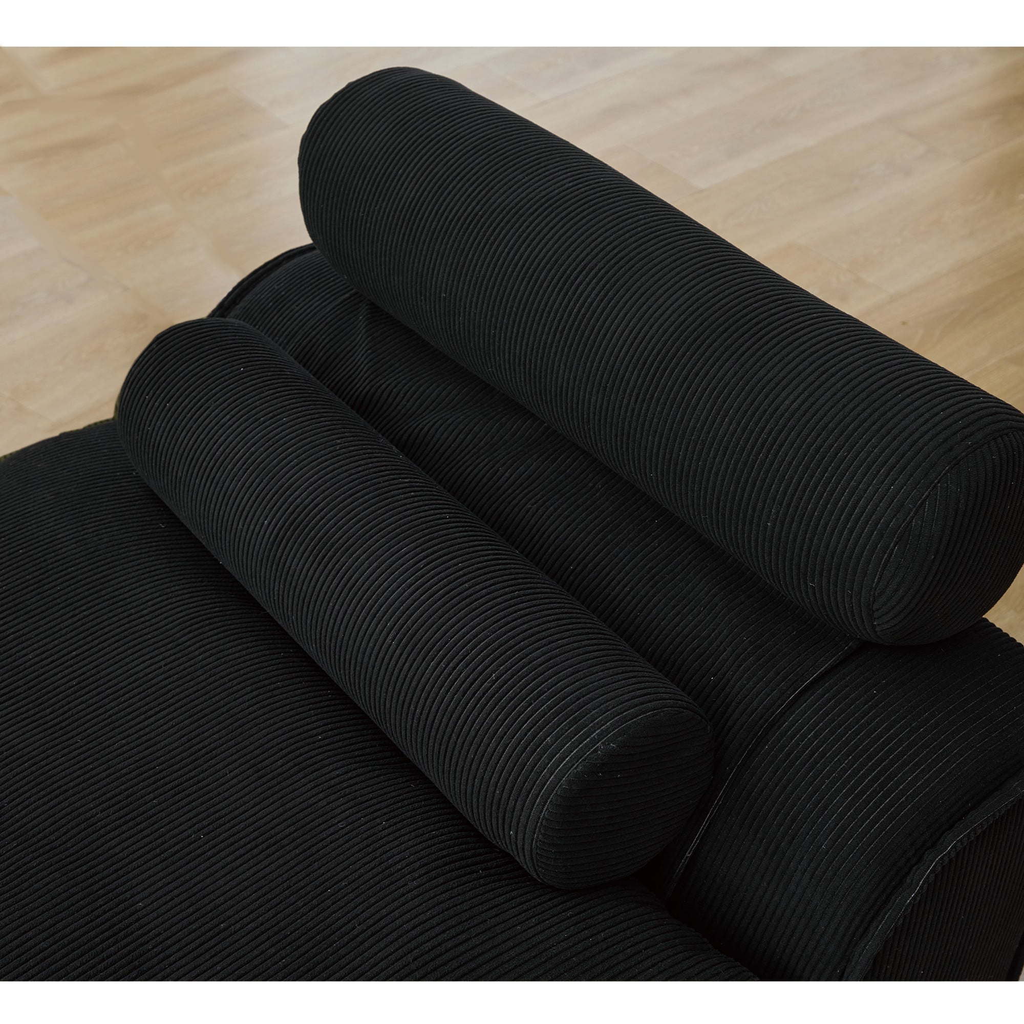 Modular Sofa,Soft Corduroy Fabric Loveseat Sofa for Living Roo,Upholstered Sofa Couch will DIY,No Armrests,Black