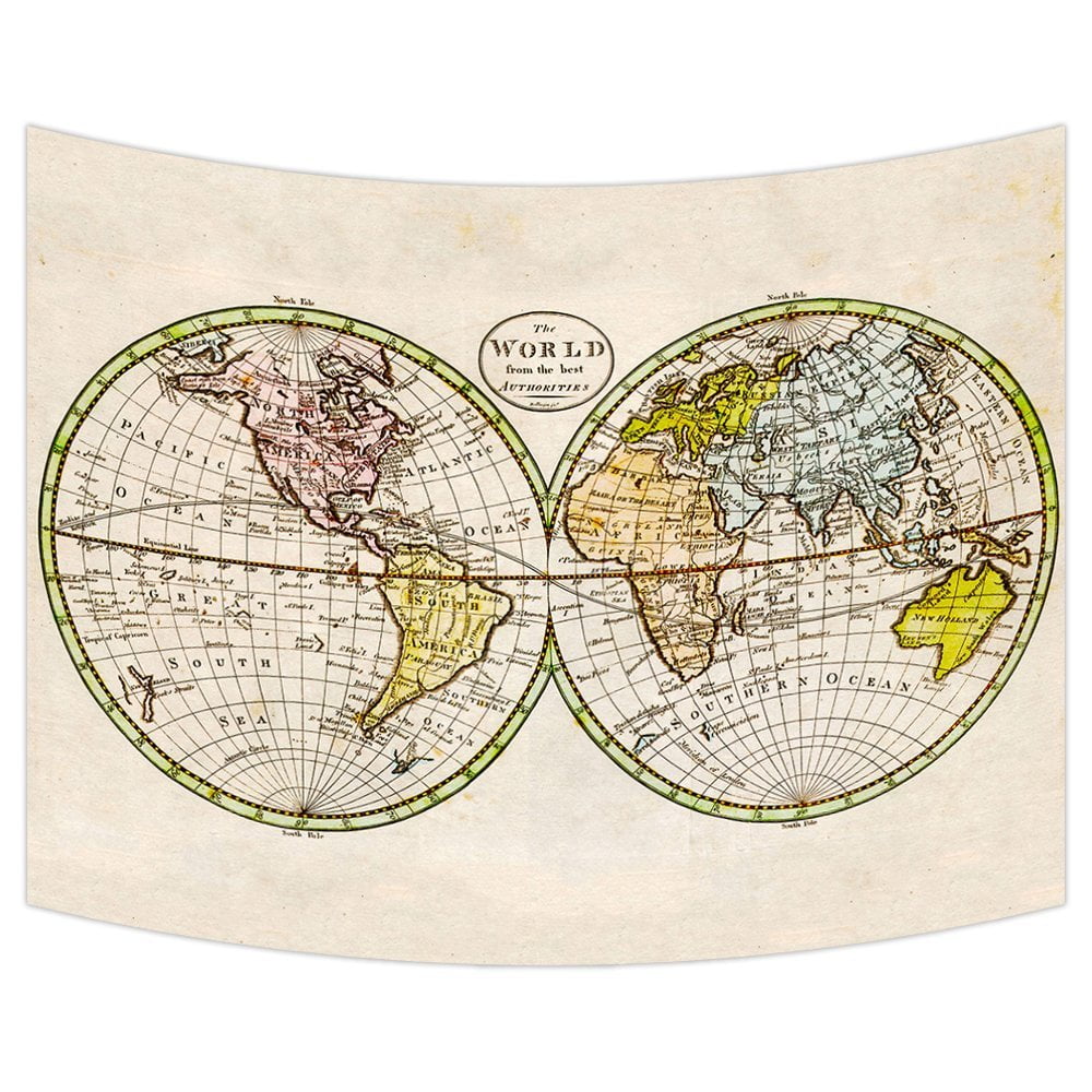 GCKG World Map Wall Art Tapestries Home Decor Wall Hanging Tapestry