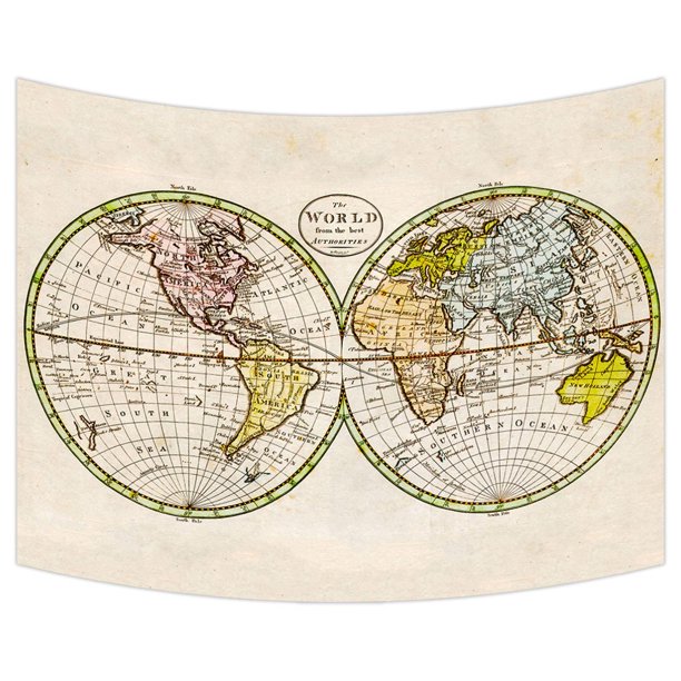 GCKG World Map Wall Art Tapestries Home Decor Wall Hanging Tapestry Size 51"x60"