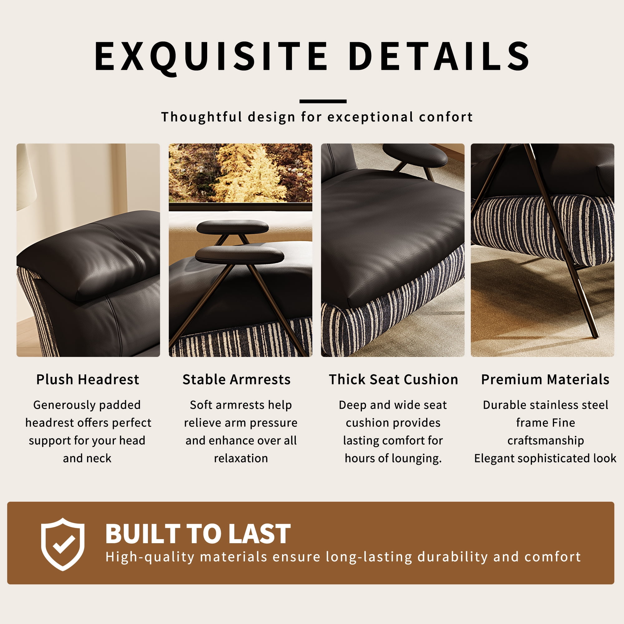 Howcool Modern Upholstered Accent Chair,Armchair with Wide Cushioned Seat,Ergonomic Lounge Chair with Solid Wood Frame for Living Room,Bedroom,Black