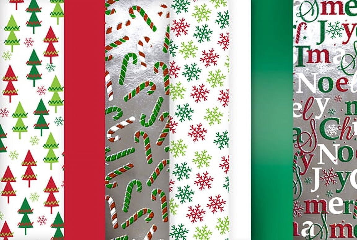 Christmas Tissue Paper Bulk Pack Squares 20x20 Sheets in Assorted Holiday Designs and Colors for Gift Wrap, Bags, Pom Pom, Box, Crafts, Fan & Wall