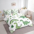 thumbnail image 2 of Feelyou Forest Dino Wildlife Twin Bedding Sets for Kids, Cartoon Rainbow Bedding Comforter Set, Olive, Polkadot Reversible, 7-Piece, 2 of 7