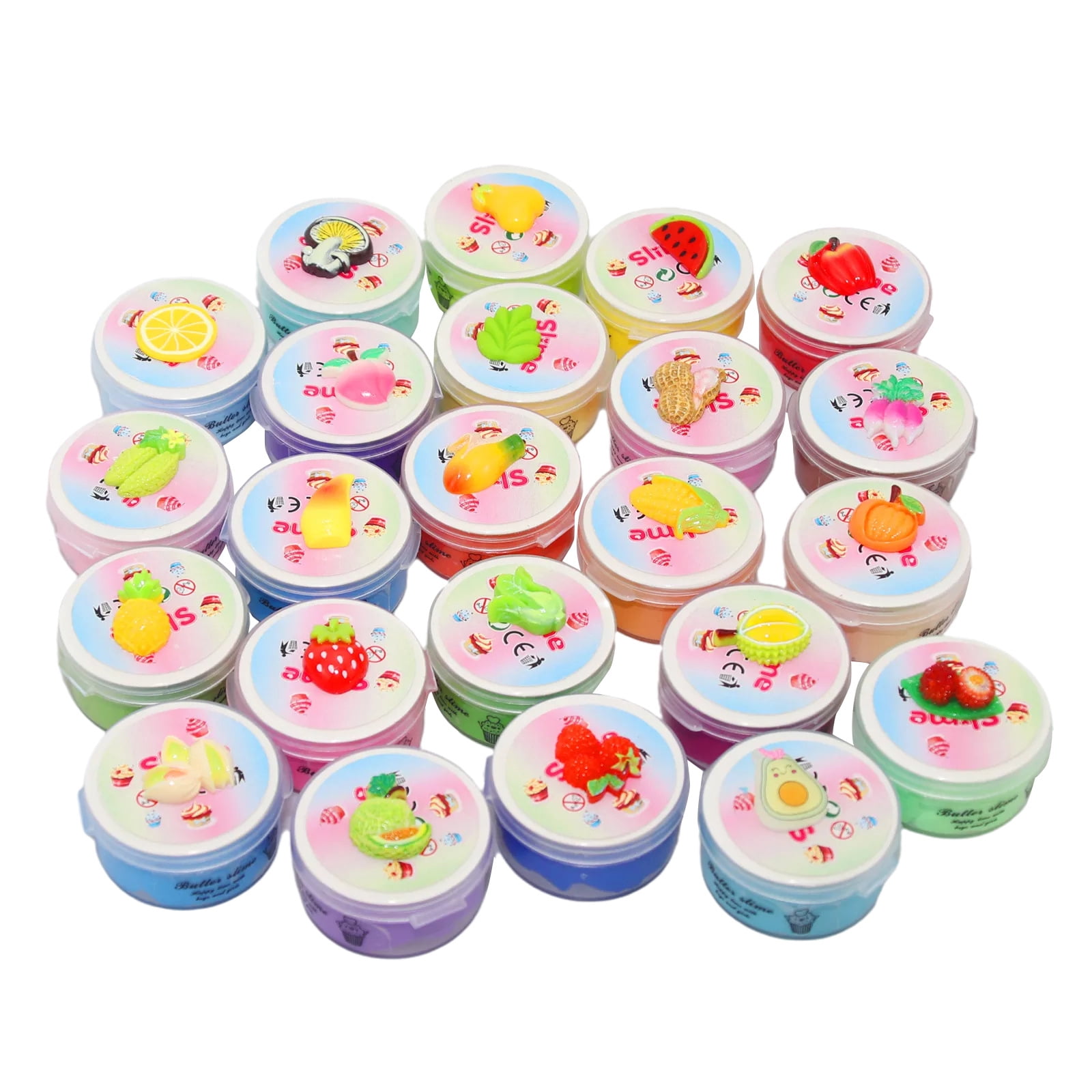Slime Kit for Girls Ages 8-12, 24 Pack Butter Slime Kit with Cake Charms, Stress Relief Toy for Girls and Boys Party Favors and Birthday Gift, Christmas Stocking Stuffers