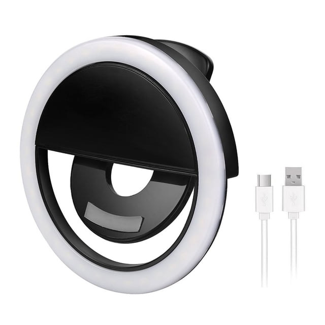 Aro Luz Led Recargable Selfie Ring Light Para Celular Clip MobileCity Negro