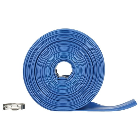 75-Foot Backwash Hose for Pool with Hose Clamp, 2" W x 75' L