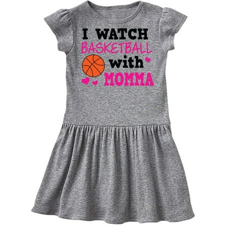 

Inktastic I Watch Basketball with Momma Gift Toddler Girl Dress