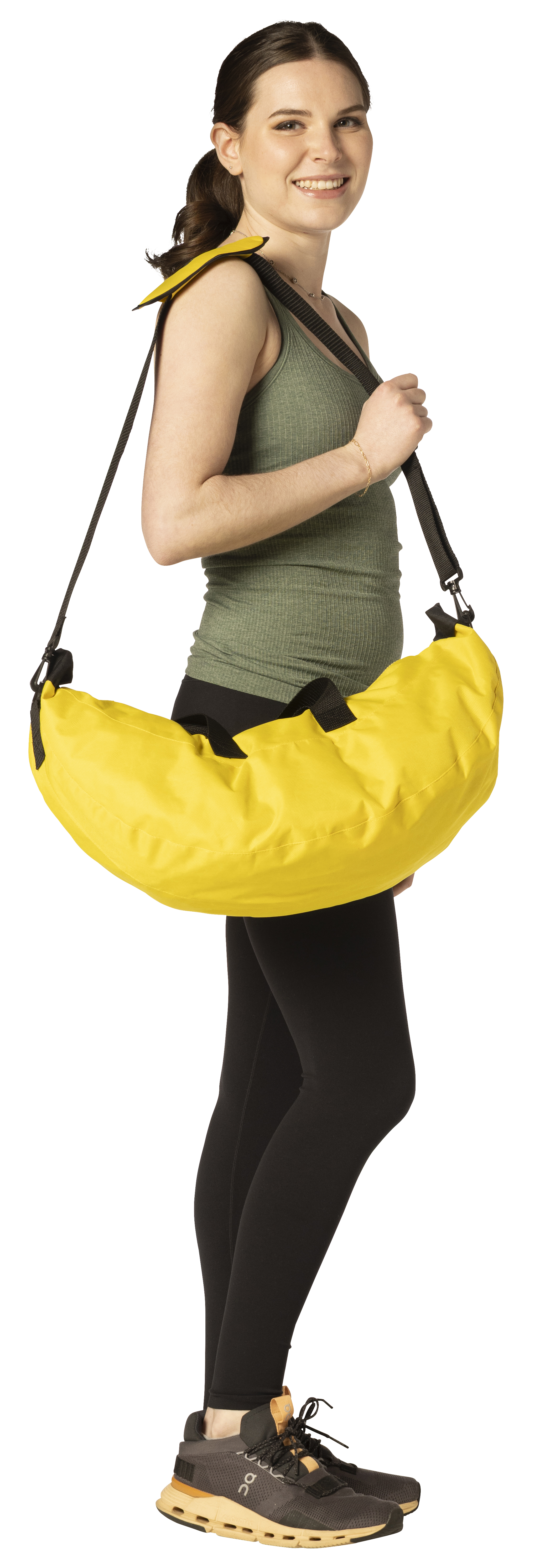Banana Shaped Small Duffle Bag with Adjustable Strap, Yellow, Women and Men, Unisex, Yellow, R1419-OS