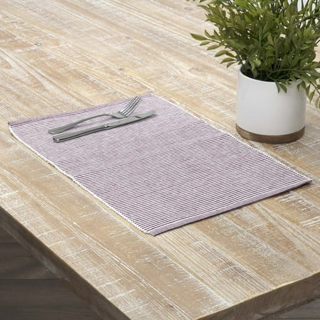 

VHC Brands Harvest & Thanksgiving Farmhouse Tabletop & Kitchen-Ashton Red Ribbed Placemat Set of 6 Set 12x18 Burgundy