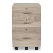 Ktaxon 3-Drawer Rolling Wood File Cabinet with Lock, Portable Vertical Mobile Wooden Storage, Business Filing Cabinet for Home Office,Oak