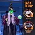 thumbnail image 4 of Joyfy 78" Hanging Witch Halloween Decorations with Magic Crystal Ball,Swing Flying Witch with Sound Activated Glowing Eyes Halloween Decor for Outdoor Yard Lawn Porch Haunted House, 4 of 8