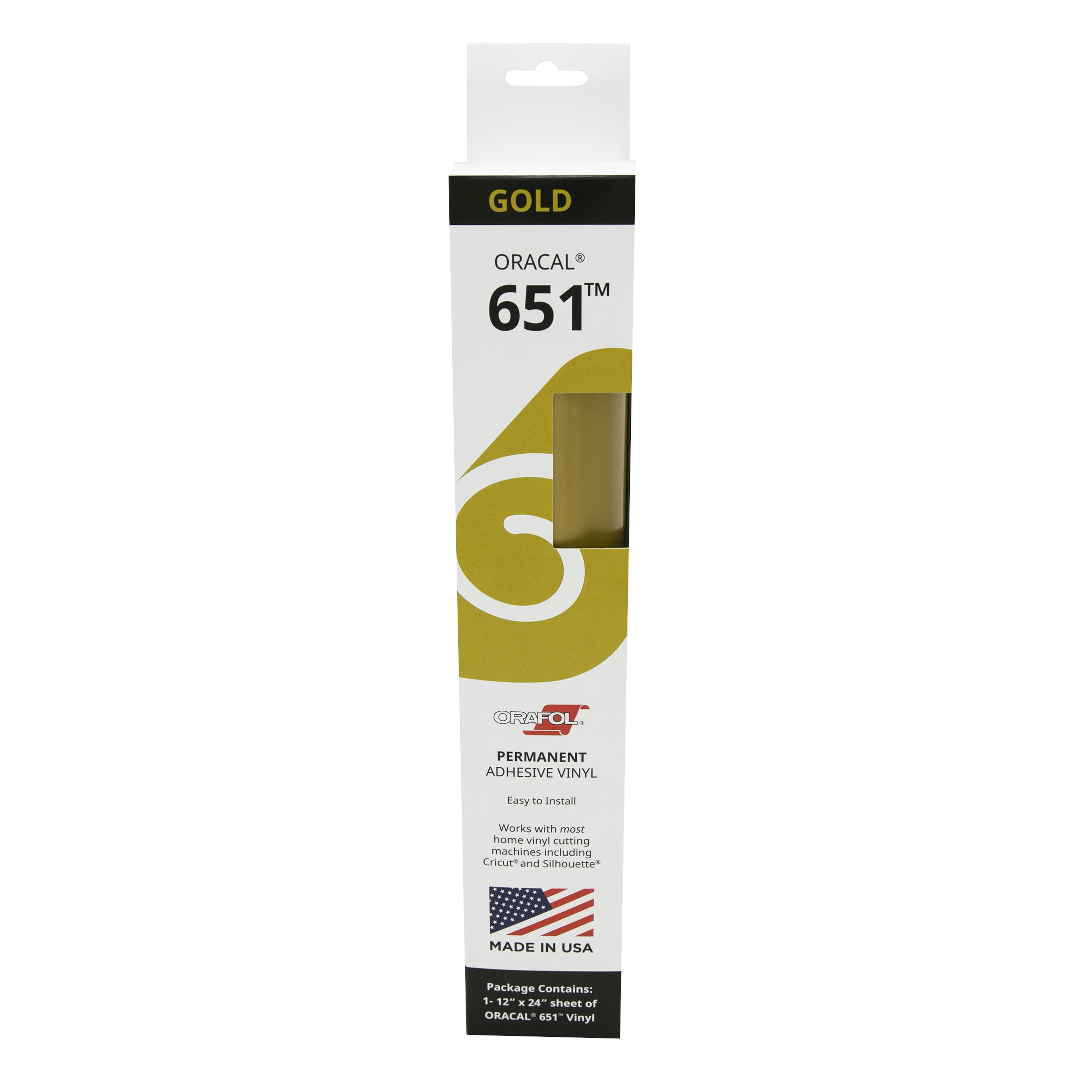 Oracal® 651 Gold Permanent Gloss Vinyl 12" x 24" Single Sheet