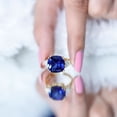 thumbnail image 5 of Rosec Jewels Lab Grown Blue Sapphire Solitaire Ring with Diamond for Women - 12 mm, 18K Yellow Gold, US 3.50, 5 of 9