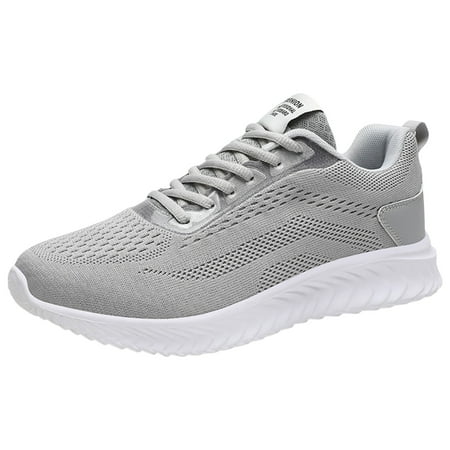 

Ediodpoh Men Sports Shoes Fashion New Pattern Simple Solid Flat Bottom Comfortable Lace up Mesh Breathable Seasonal Casual Shoes Sneakers for Men Grey 8.5