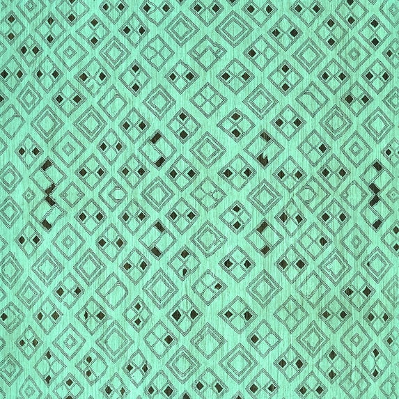 Ahgly Company Indoor Square Abstract Turquoise Blue Contemporary Area Rugs, 6' Square