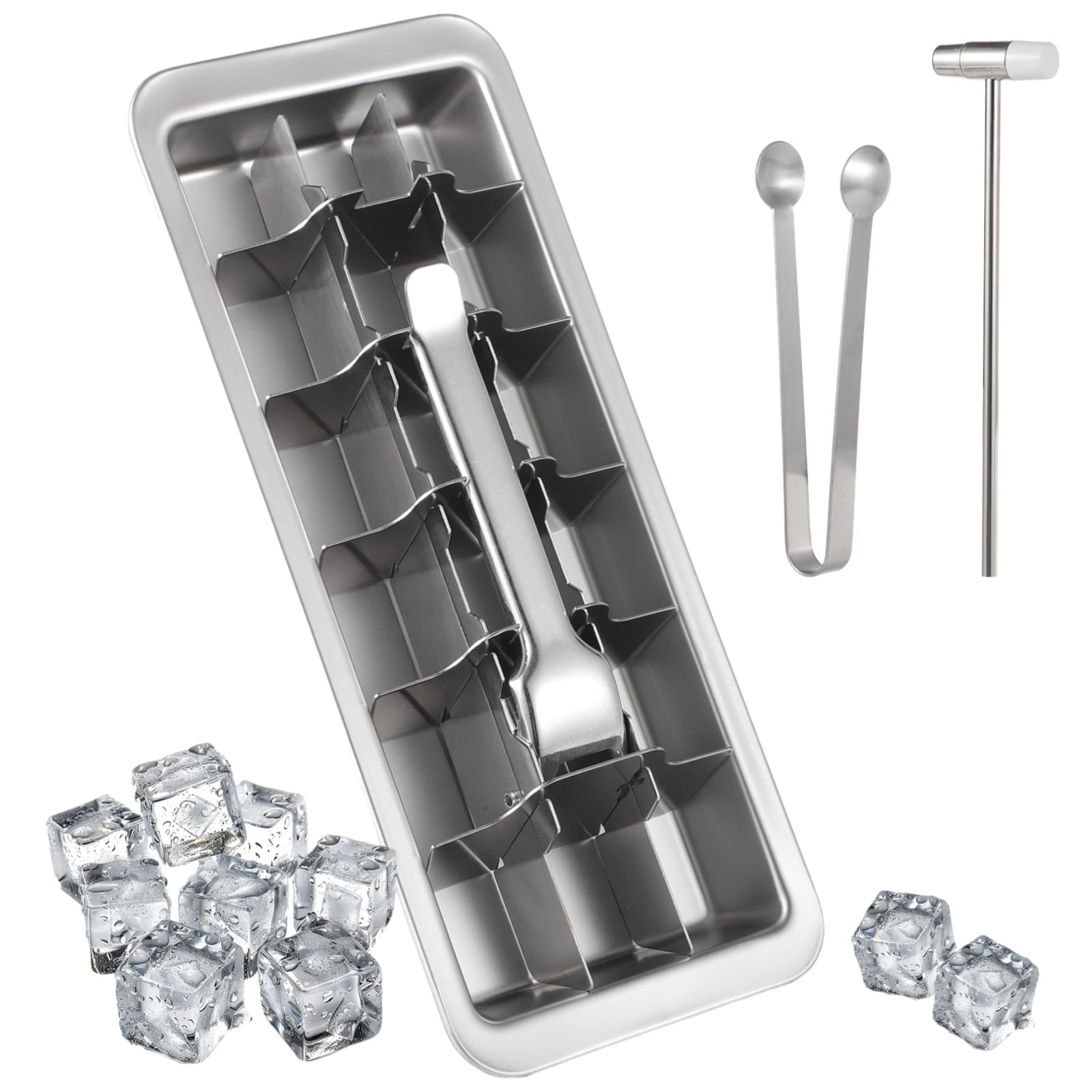 Stainless Steel Ice Cube Trays,18-Slot Metal Ice Cube Trays for