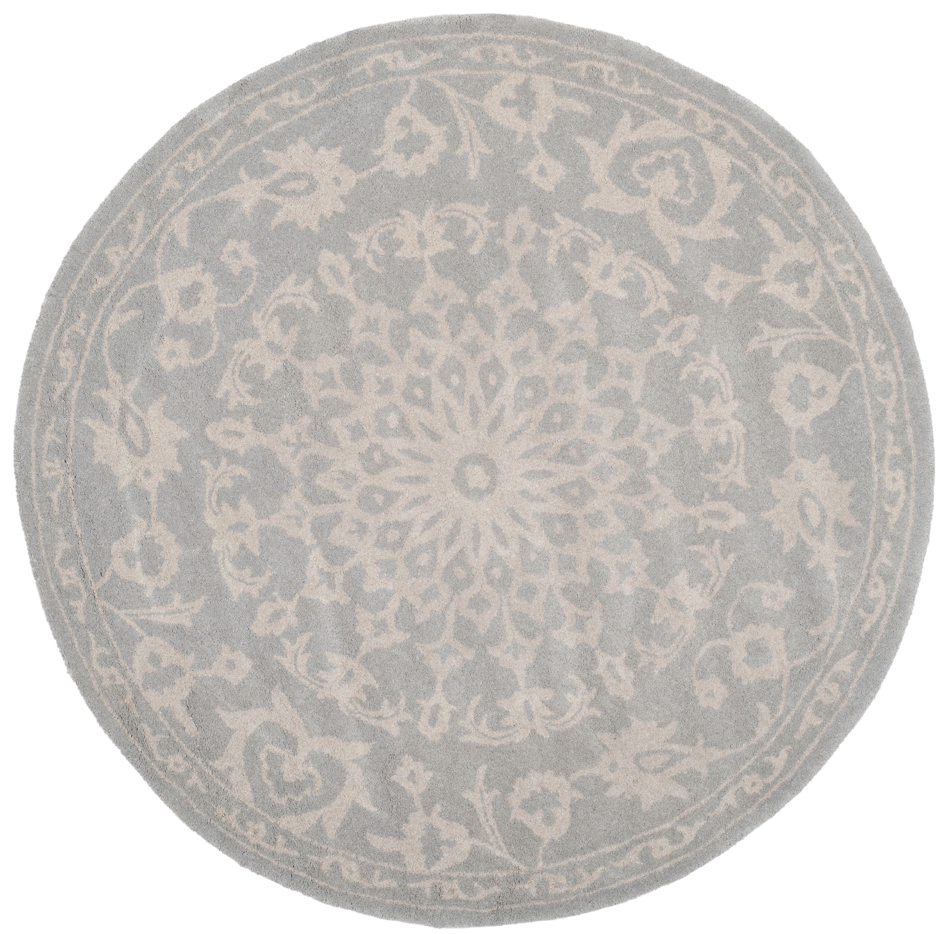SAFAVIEH Bella Oliver Floral Wool Area Rug, Grey/Silver, 3' x 3' Round
