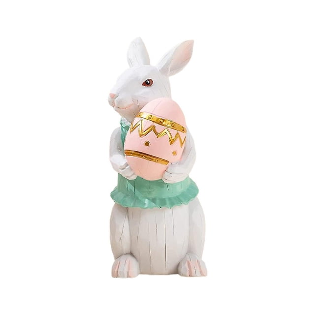 Estatua de conejito, figuras de conejo de Pascua de primavera, adornos de escritorio para oficina en casa