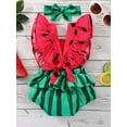 thumbnail image 4 of Musuos Infant Baby Cute Romper Set, 0-24 Months Watermelon Print Design Square Neck Fly Sleeve Bodysuit + Headband 2 Pcs Outfits, 4 of 10